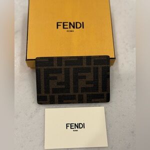 Fendi Black and Brown Monogram Card Holder